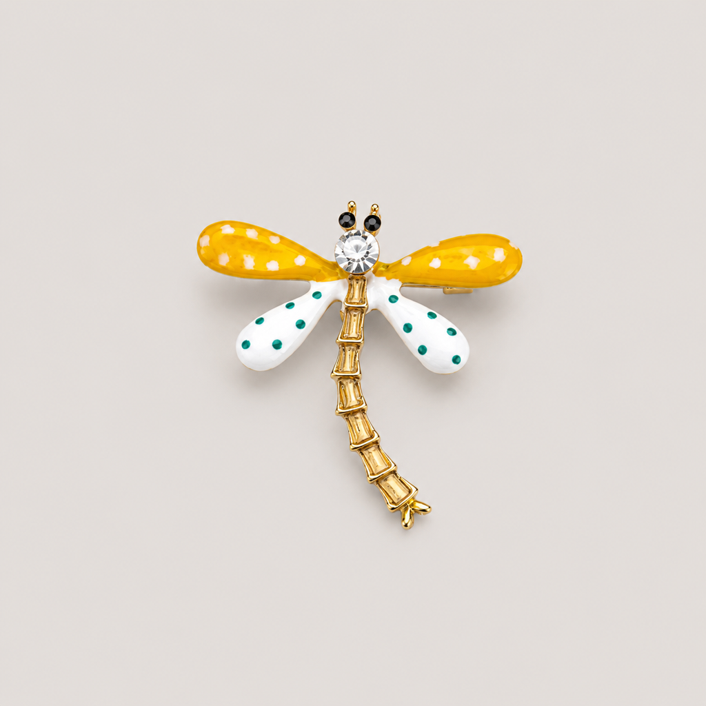 Yellow Resin Dragonfly - Brooch