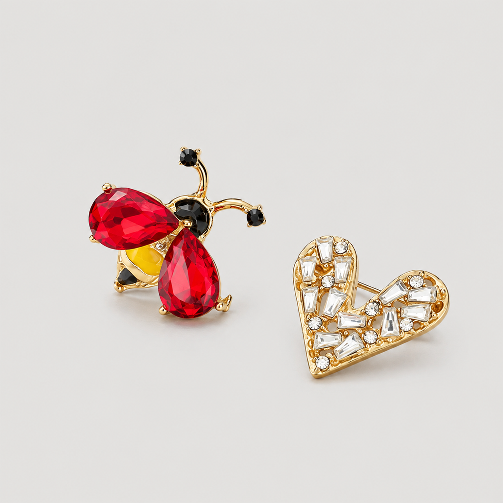 Love Bug and Heart - Brooch