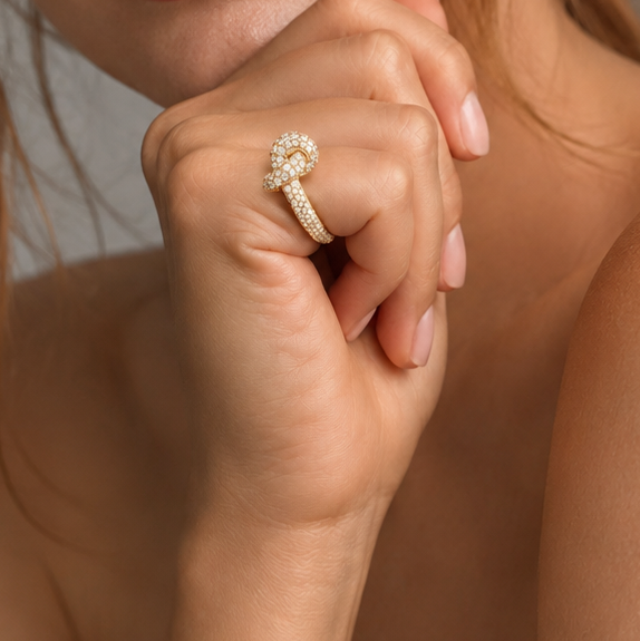 Chunky Knot Pavé  - Gold