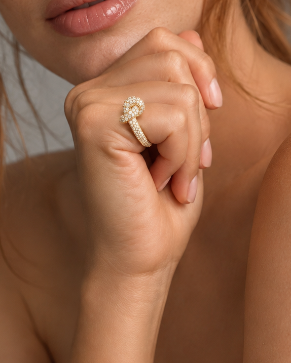 Chunky Knot Pavé  - Gold
