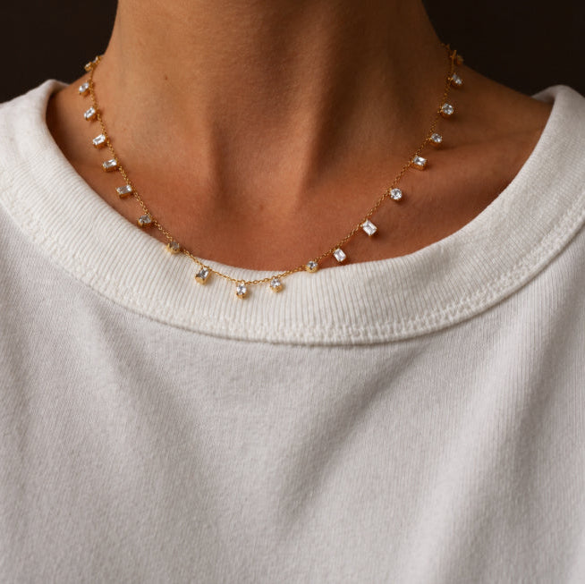 Irregular Cuts Necklace - White