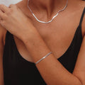 Thin Herringbone Necklace - Silver
